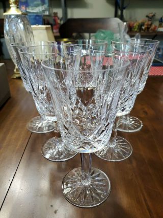 Waterford Irish Crystal Lismore 7 " Water / Red Wine Glasses Set Of Six 6
