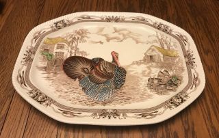 Vintage Johnsons Bros Barnyard King Turkey Platter Thanksgiving