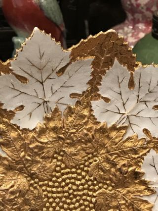 Antique Meissen Germany Maple Leaf Plate Gold Gilded,  9.  5” 6