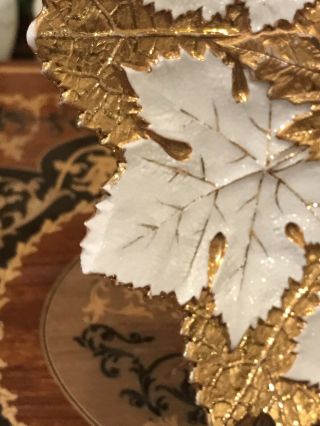 Antique Meissen Germany Maple Leaf Plate Gold Gilded,  9.  5” 7