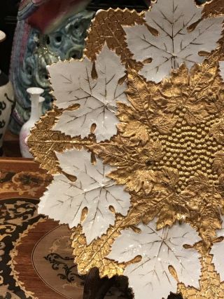 Antique Meissen Germany Maple Leaf Plate Gold Gilded,  9.  5” 8