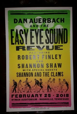Dan Auerbach Ryman Hatch Show Print Nashville 2018 Tour Poster Black Keys Arcs