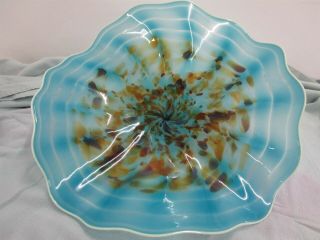 Signed Studio Crafted Art Glass Bowl 15 Inch