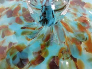 Signed Studio Crafted Art Glass Bowl 15 Inch 4