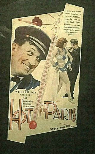 1929 Movie Herald.  " Hot For Paris ".  With Ed Brendel And Fifi D 