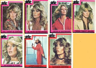 7 X 1977 Charlie’s Angels Jill Farrah Fawcett - Majors Cards15 18 22 29 55 110 113