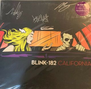 Autographed Signed Purple Blink 182 California Vinyl Hoppus Barker Skiba