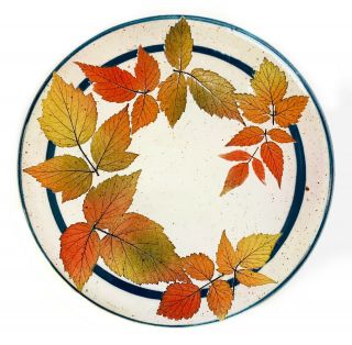 Wizard Of Clay Fall Foliage Autumn Leaves Trivet Decor 10.  5 " Studio Pottery Rare
