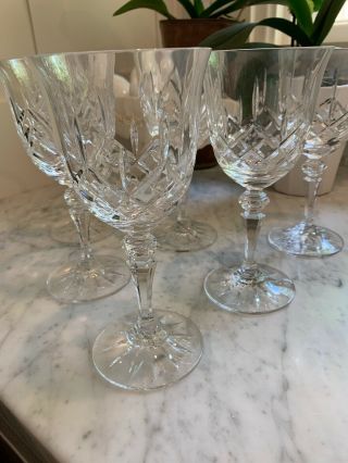 6 Galway Longford Wine Water Goblet Glass Cut Crystal Stemware Ireland 7 3/4