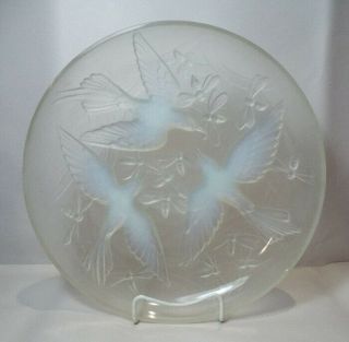 Verlys Birds & Bees Crystal Glass Centerpiece Bowl Opalescent Frosted Fireflies