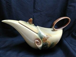 HULL POTTERY 1950 ' s Parchment And Pine Pattern set Teapot Creamer Sugar 4