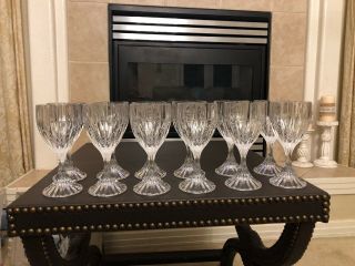 Set Of 12 Mikasa Park Lane Crystal Wine Water Glasses Goblets 6 3/4 Inches Tall