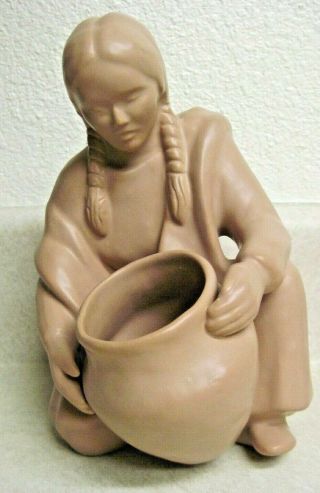 Van Briggle Pottery Indian Native American Maiden W/pot Basket Esther Trujillo