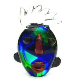 Unusual Murano Italian Art Glass Abstract Tribute To Picasso Face Sculpture
