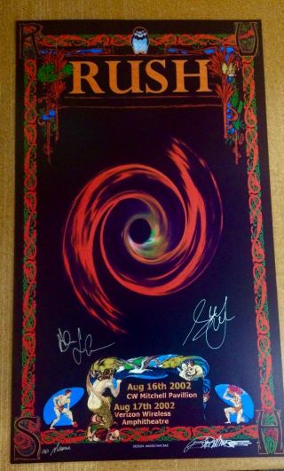 Rush Vapor Trails Concert Poster Hand Signed Geddy Lee Alex Lifeson