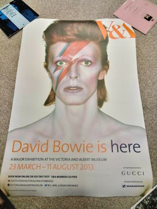 David Bowie Is Here V&a London Rare Exhibition Poster 2013 Alladin Sane