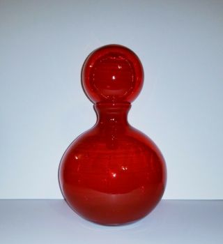 Mcm Carlo Moretti Italian Art Glass Decanter Vase Ball Red