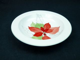 Block Spal Poinsettia Set of 8 Soup Cereal Bowls Rimmed Watercolors Goertzen Red 2