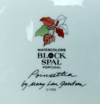 Block Spal Poinsettia Set of 8 Soup Cereal Bowls Rimmed Watercolors Goertzen Red 6