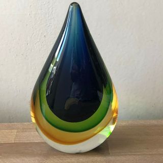 Lovely Mid Century Murano Sommerso Glass Sculpture/object/paperweight