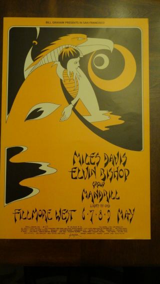 Miles Davis/elvin Bishop Group/mandrill 1971 Poster - Bg - 279 (1st Printing)