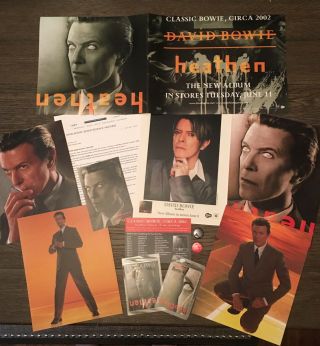 David Bowie Heathen 2002 Columbia Press Kit,  8x10,  Postcards,  Buttons,  Posters