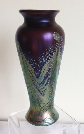 Vintage Okra Richard Golding Art Glass Iridescent Large Vase