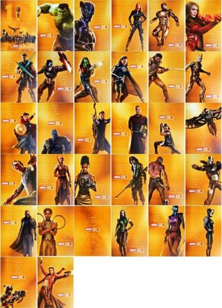 Marvel Avengers More Than A Hero Gold Posters A4 Size 32pc Endgame Mcu