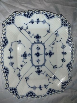 Royal Copenhagen Blue Fluted Full Lace Rectangular Cake Plate Tray 1143 1st Q