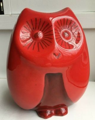 Baldelli Owl Coin Bank Italian Ceramic Red Italy Mid Century Modern Art Piggy