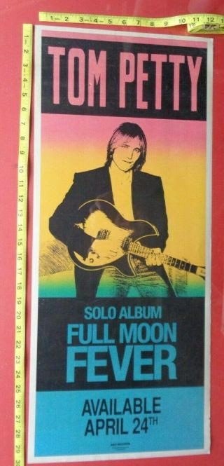 Tom Petty Poster,  12x30 ",  Rare Mca Record Company Promo,  Full Moon Fever