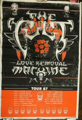 Giant Poster The Cult Electric Tour 1987 Southern Death Guns Roses Mission