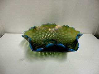 Gorgeous Westmoreland Blue Opalescent Scales Ruffled Bowl.  Wow