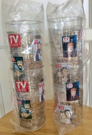 Tv Guide Set Of 4 Plastic Glasses Featuring 1950 