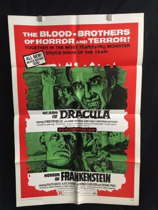 Scars Of Dracula / Horror Of Frankenstein One Sheet Movie Poster Christopher Lee