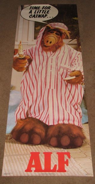 1987 Alf " Time For A Little Catnap.  " Door Poster 26 " X 76 " Gordon Shumway