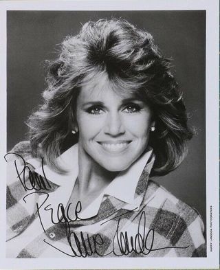 Jane Fonda Inscribed Autographed Photo Black And White 8 X 10 Authentic Guarntee