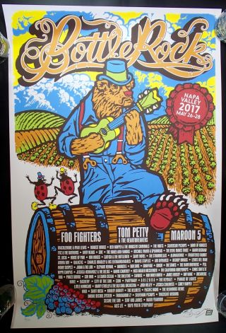 Ames Bros Bottle Rock Music Fest Concert Poster Tom Petty Foo Fighters S/n Of75
