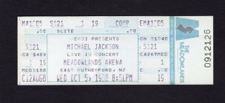 Michael Jackson 1988 Bad Tour Concert Ticket Nj Man In The Mirror 10/5