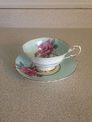 Vintage Paragon Double Warrant Fine China Tea Cup And Saucer,  Pink Cabbage Rose 3