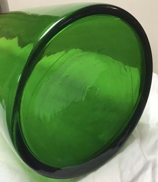 Vintage Huge Green Art Glass Decanter w/ Flame Blenko Mid Century Modern 5
