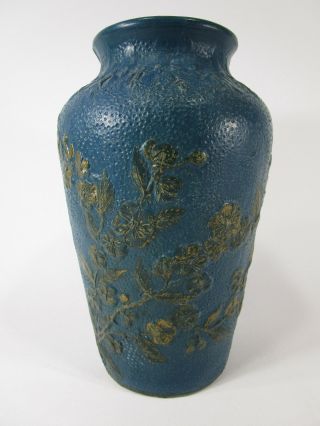 Vintage Red Wing Union Stoneware Blue Flowers Vase