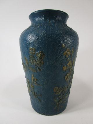 Vintage Red Wing union stoneware blue flowers vase 2