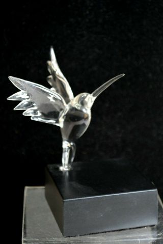 FRABEL STUDIO Humming Bird Blown Art Glass Crystal Sculpture on Base Signed FS 5