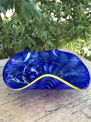 Hand Blown Murano Art Glass Cobalt Blue Plate With Certificate A 81