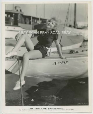 Ida Lupino Sexy Leggy On Boat At Marina Vintage Portrait Photo 1934