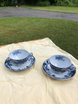 Staffordshire Iris Tea Plates And Cups - 5 Total,  Some Are Chipped/cracked