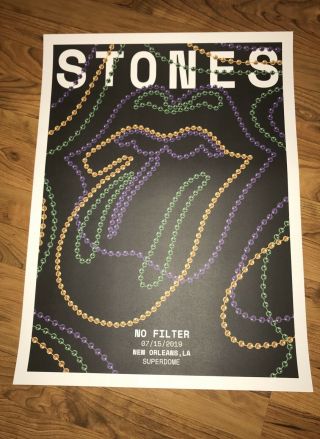 Rolling Stones No Filter 2019 Orleans Dome Lithograph Poster