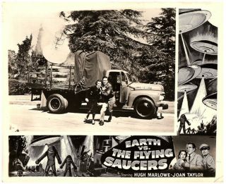 Earth Vs.  The Flying Saucers Lobby Card Ufo Sci Fi Artwork Joan Taylor