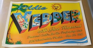 Eddie Vedder (pearl Jam) Poster Fort Lauderdale 2012 Signed/numbered By Artist